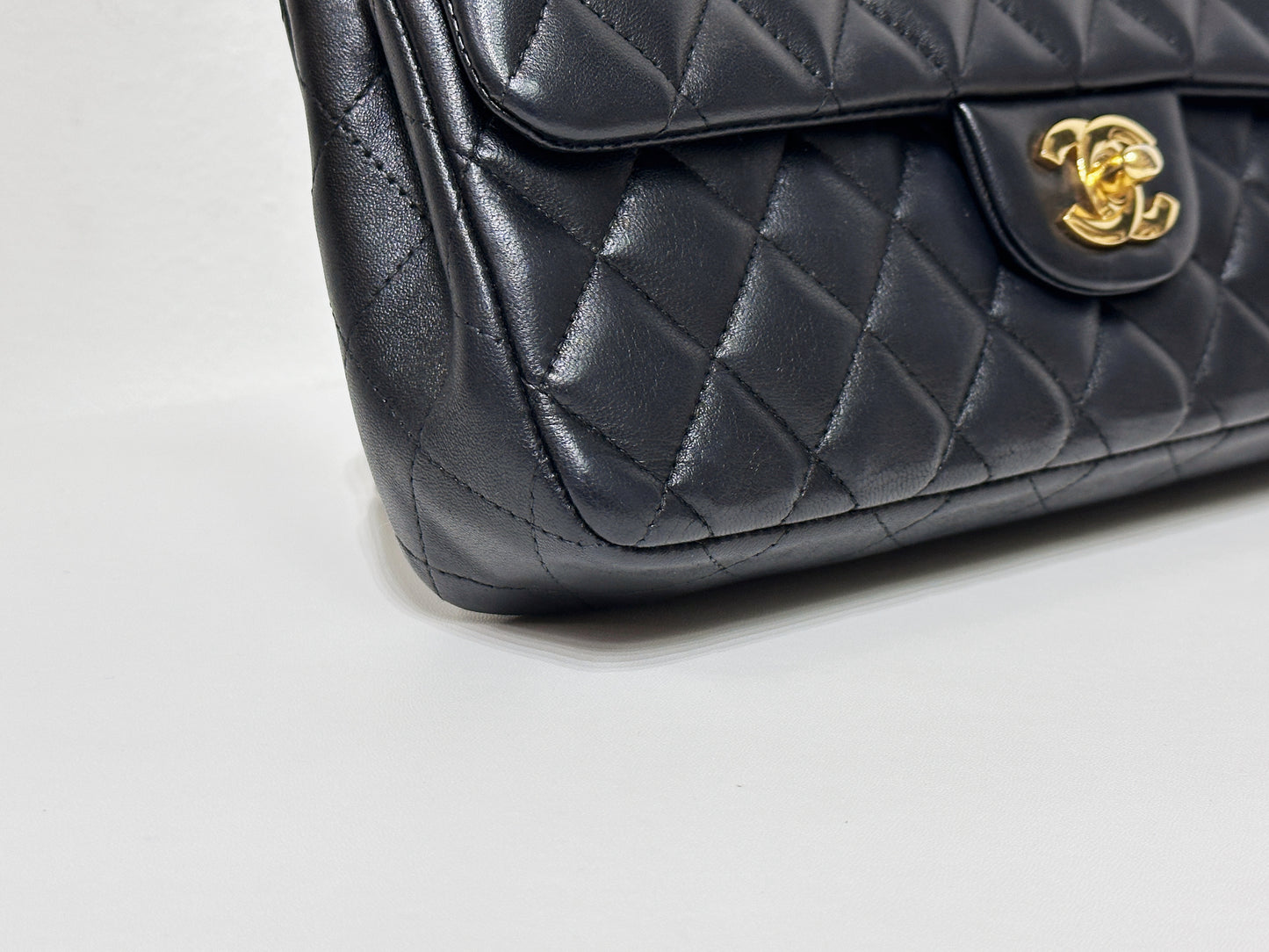 Chanel Lambskin East West Flap Bag Black GHW 1411 holo card