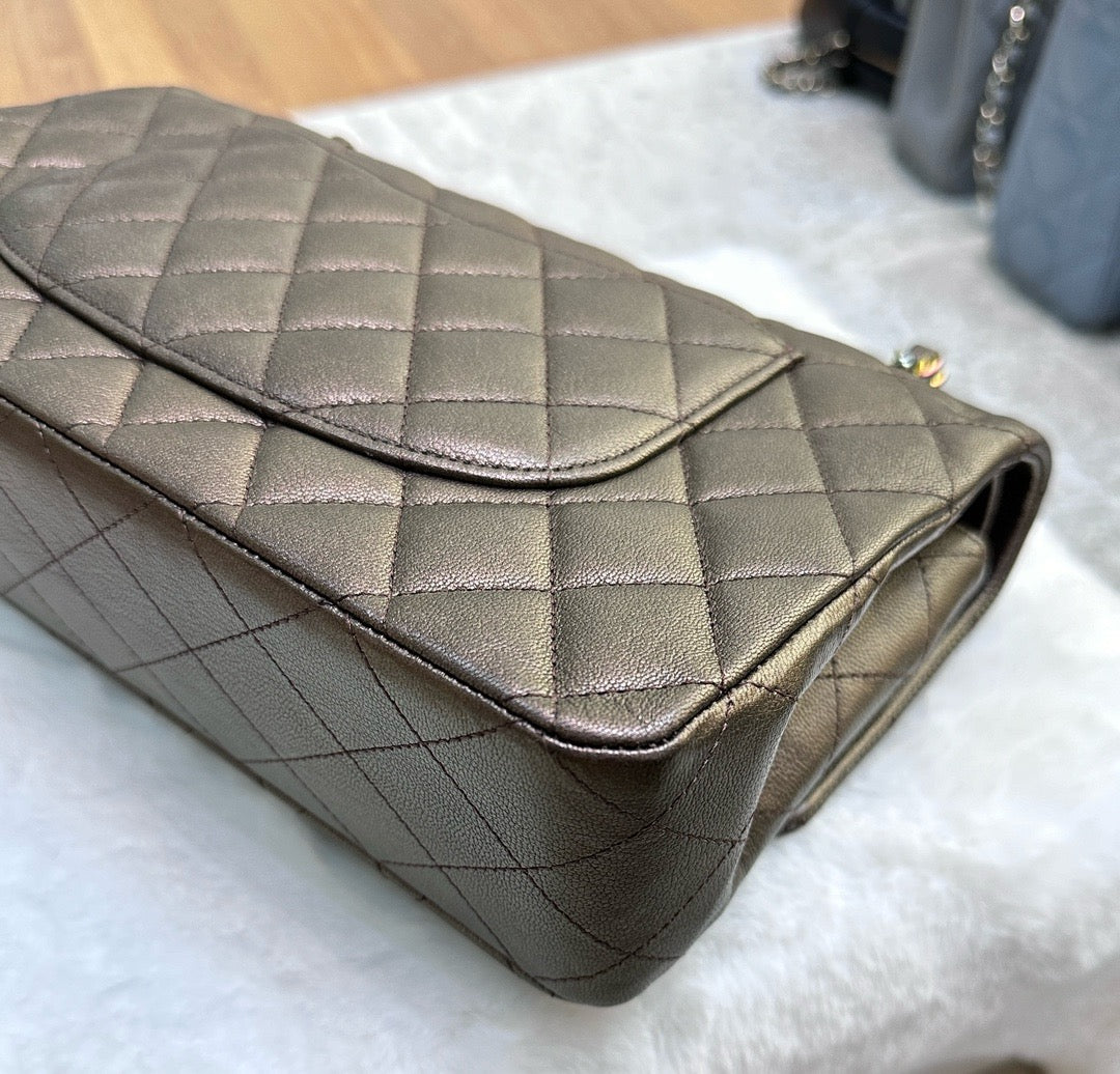 CHANEL Classic Bronze Double Flap Iridescent Hardware