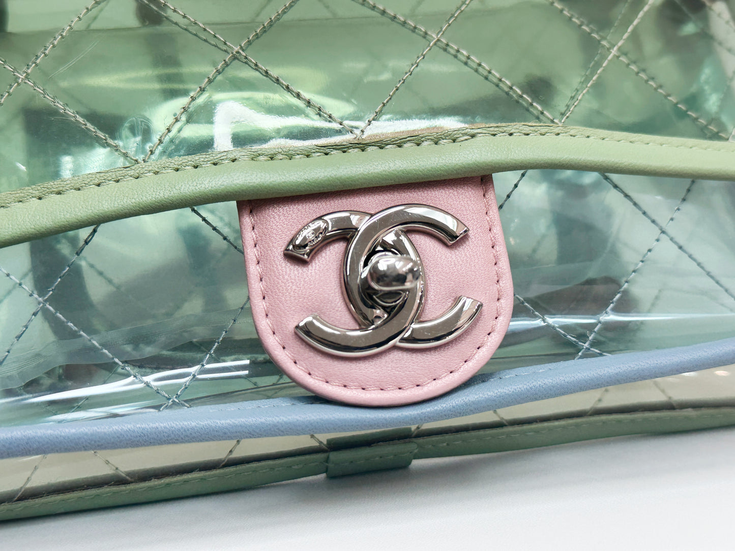 Chanel Coco Splash PVC Mini Flap Bag Green/Blue/Pink 2569 holo