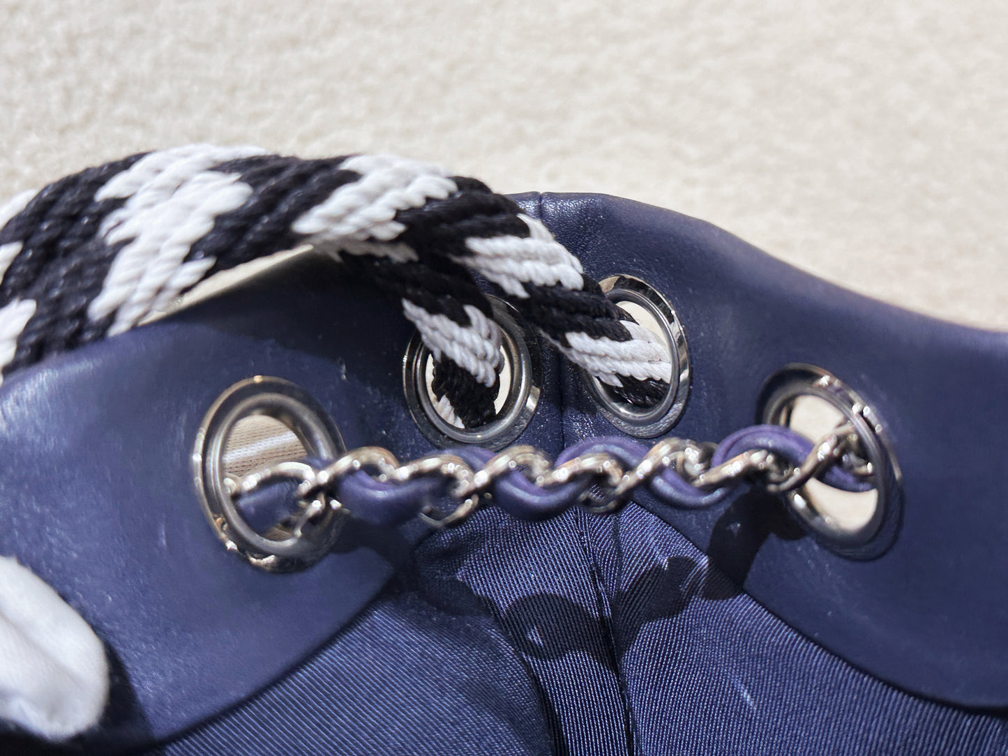 Chanel Blue Cotton Drawstring Bag Multiple colors 2704 holo card