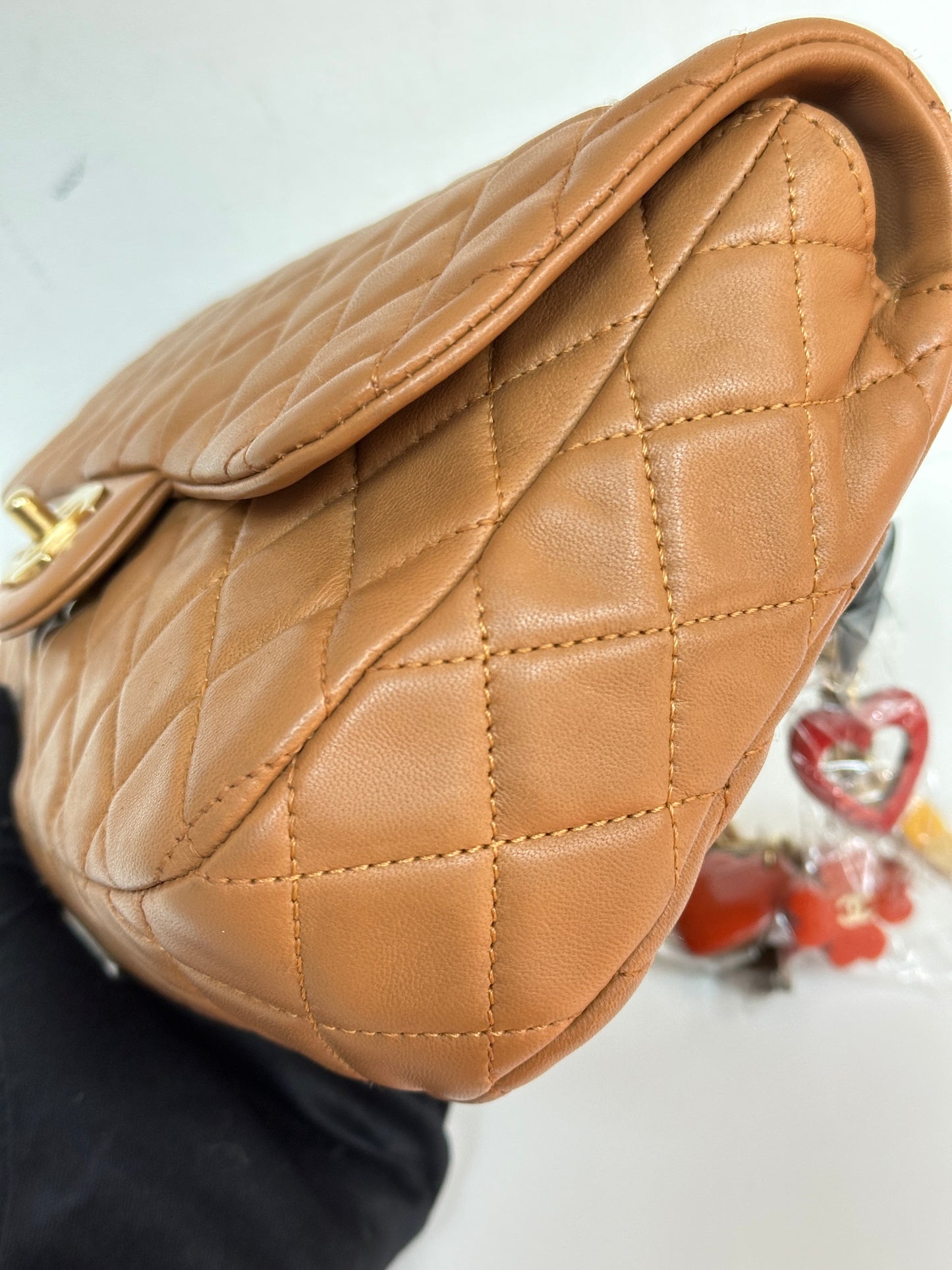 Chanel Lambskin Valentine Charms Small Flap Beige 1427 holo card