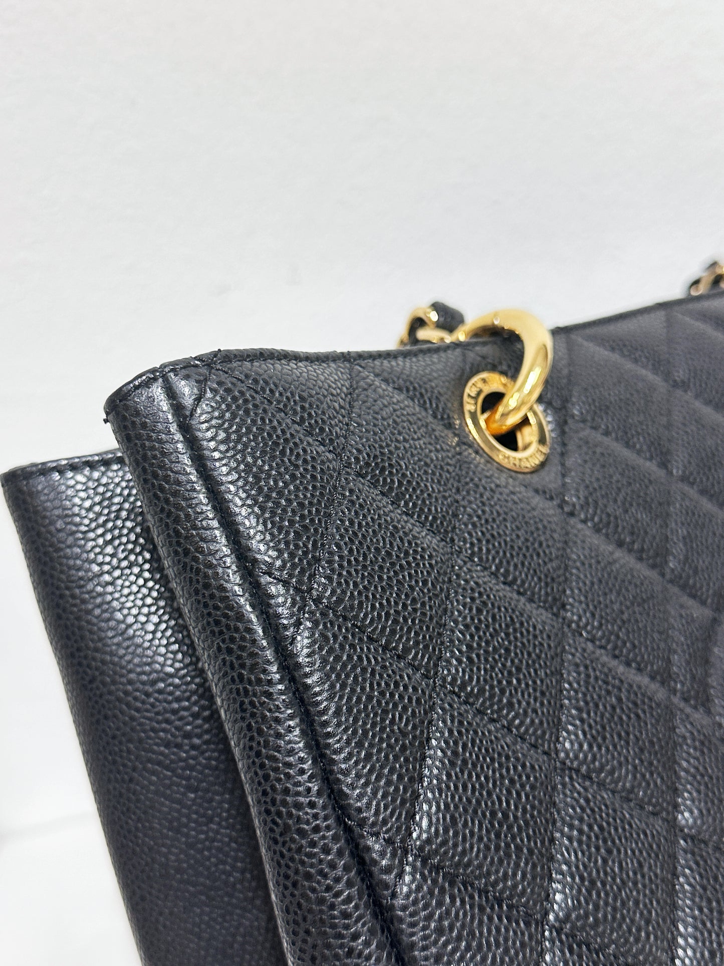 Chanel Caviar Grand Shopping Tote GST Black GHW 1640 holo card