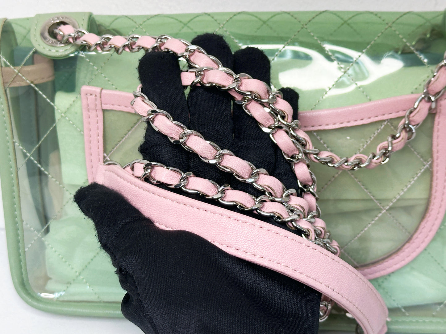 Chanel Coco Splash PVC Medium Flap Bag Green/Blue/Pink 254975 holo