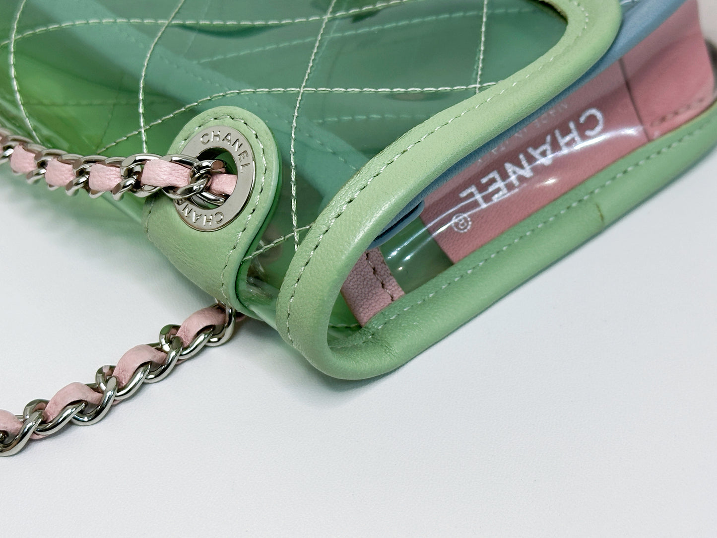 Chanel Coco Splash PVC Mini Flap Bag Green/Blue/Pink 25499 holo