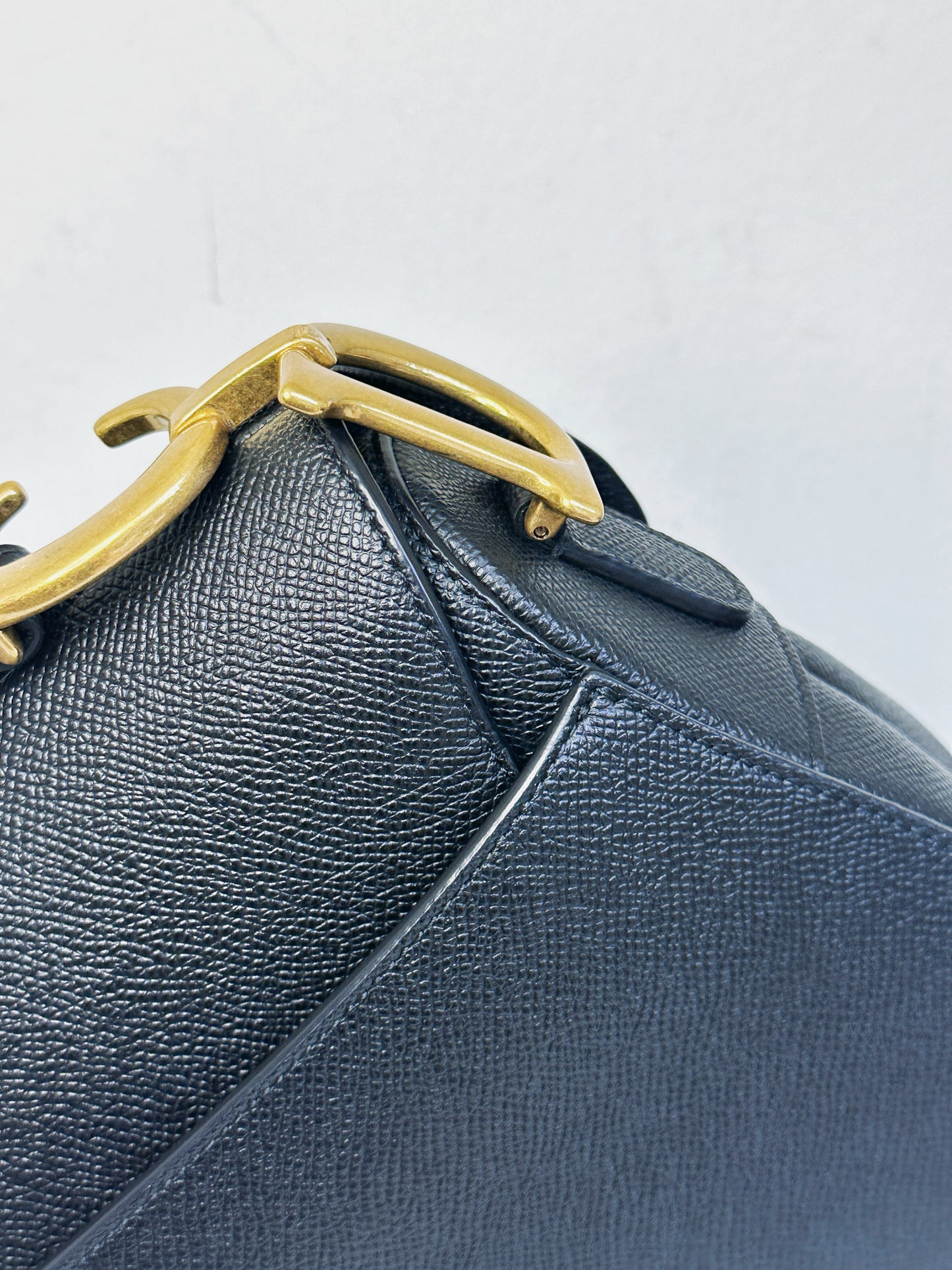 Christian Dior Saddle Bag with Strap Golden Saddle Black Calfskin 2022 year