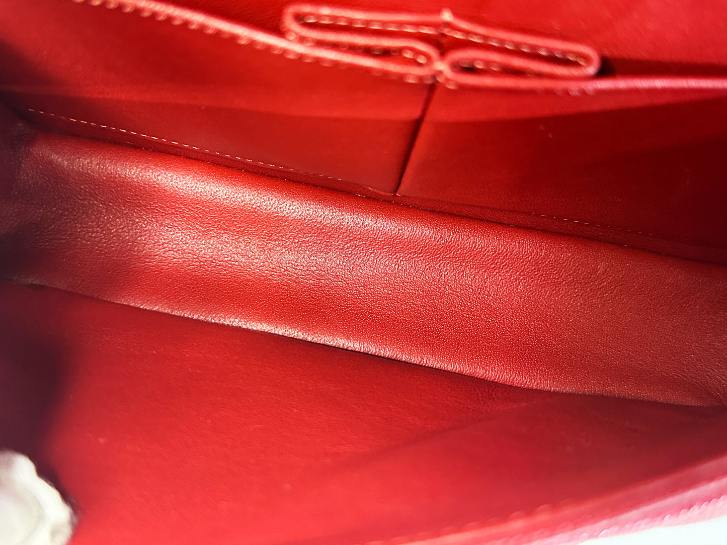 Chanel 19B Small Quilted Caviar Classic Double Flap Bag Red 2851 holo card