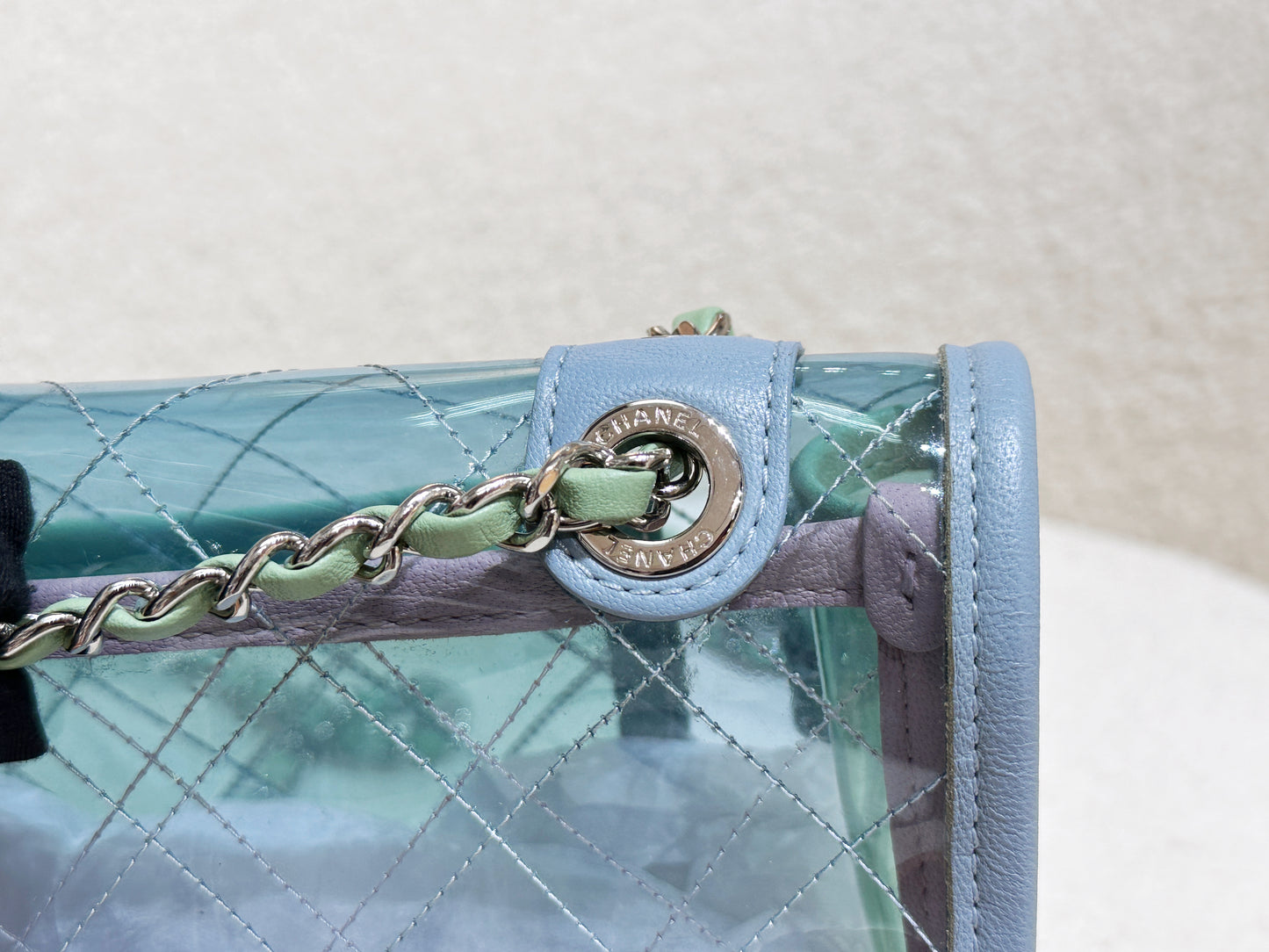 Chanel Coco Splash PVC Medium Flap Bag Blue/Green/Pink 2562 holo