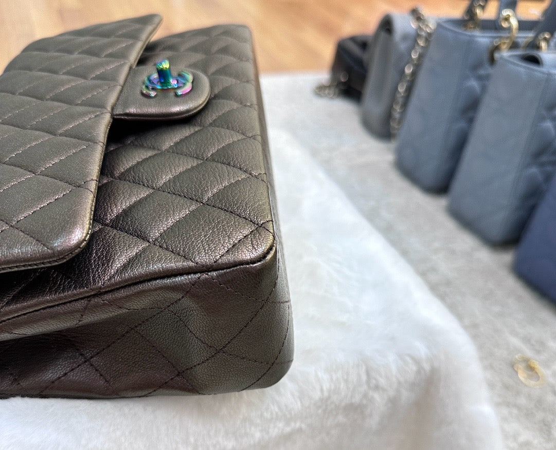 CHANEL Classic Bronze Double Flap Iridescent Hardware