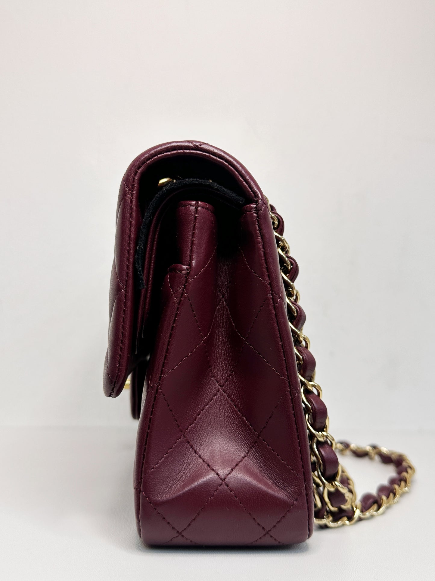 Chanel Classic Quilted Lambskin Medium Double Flap Bag Burgundy 2173 holo