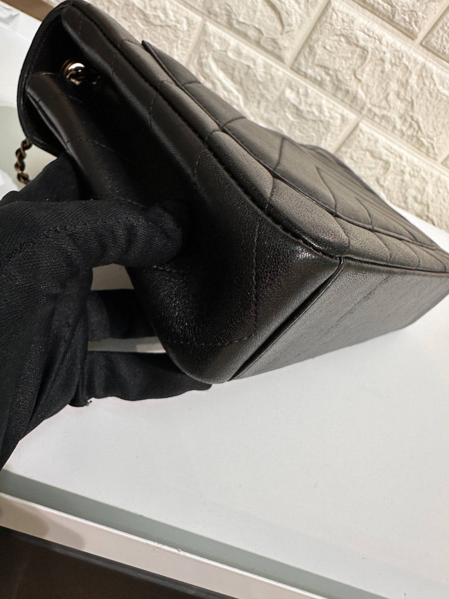 CHANEL Chevron Quilted Medium Envelope Flap Black