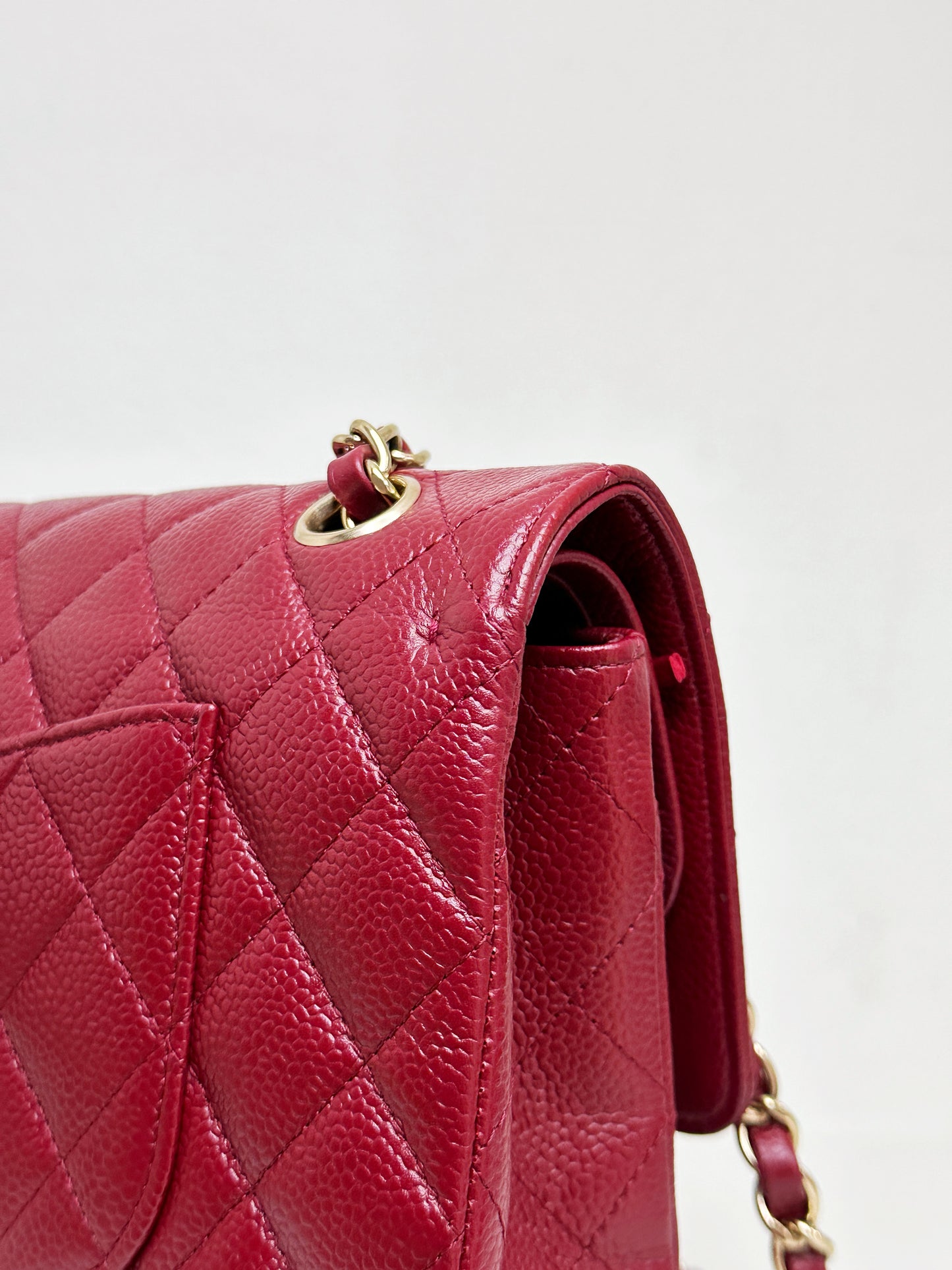 Chanel Caviar Classic Quilted Medium Double Flap Bordeaux Bag 1307 holo card