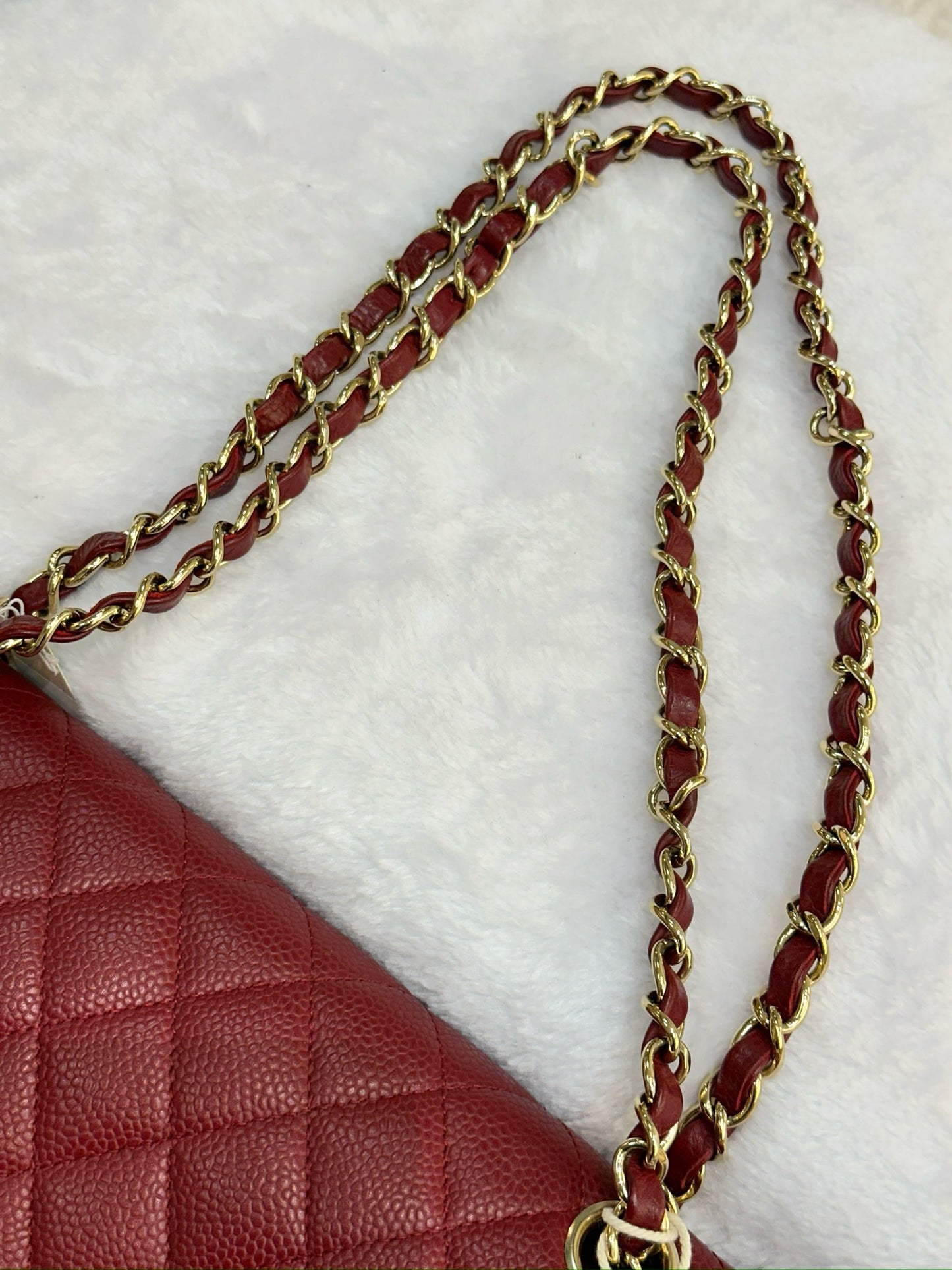 CHANEL Caviar Quilted Medium Double Flap Bordeaux Bag