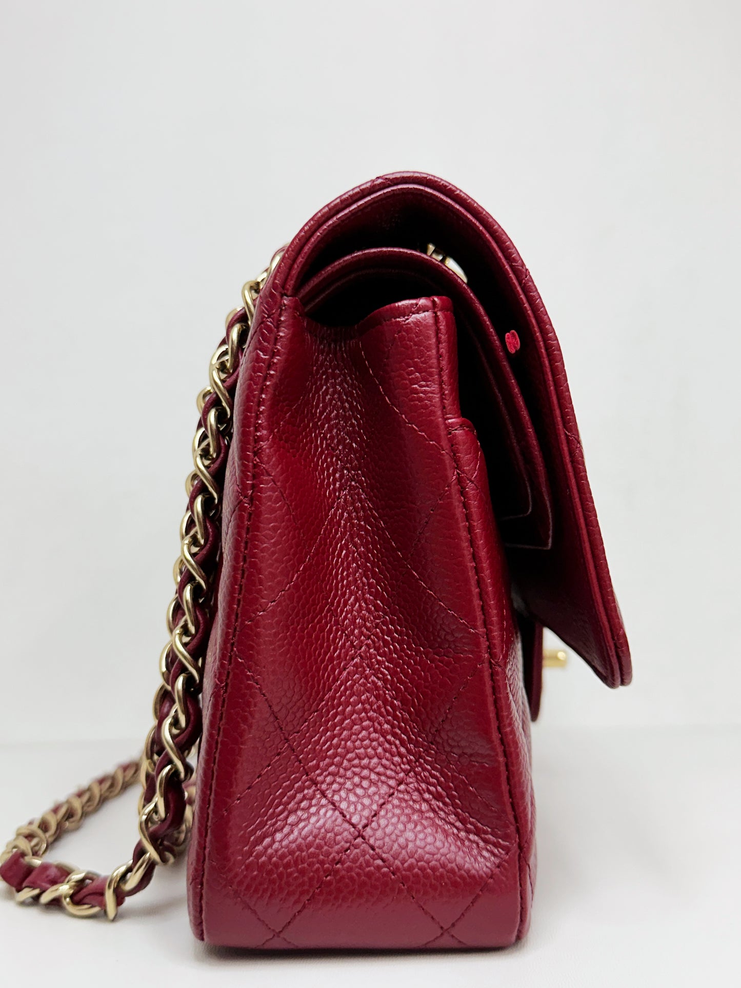 Chanel Caviar Classic Quilted Medium Double Flap Bordeaux Bag 1307 holo card