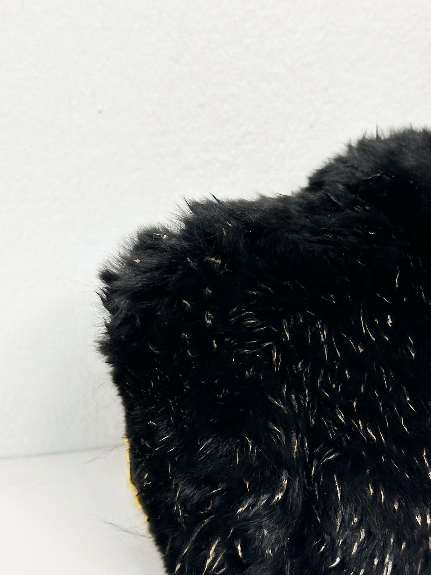 Chanel CC Black Fur Chain Clutch 2270 holo card