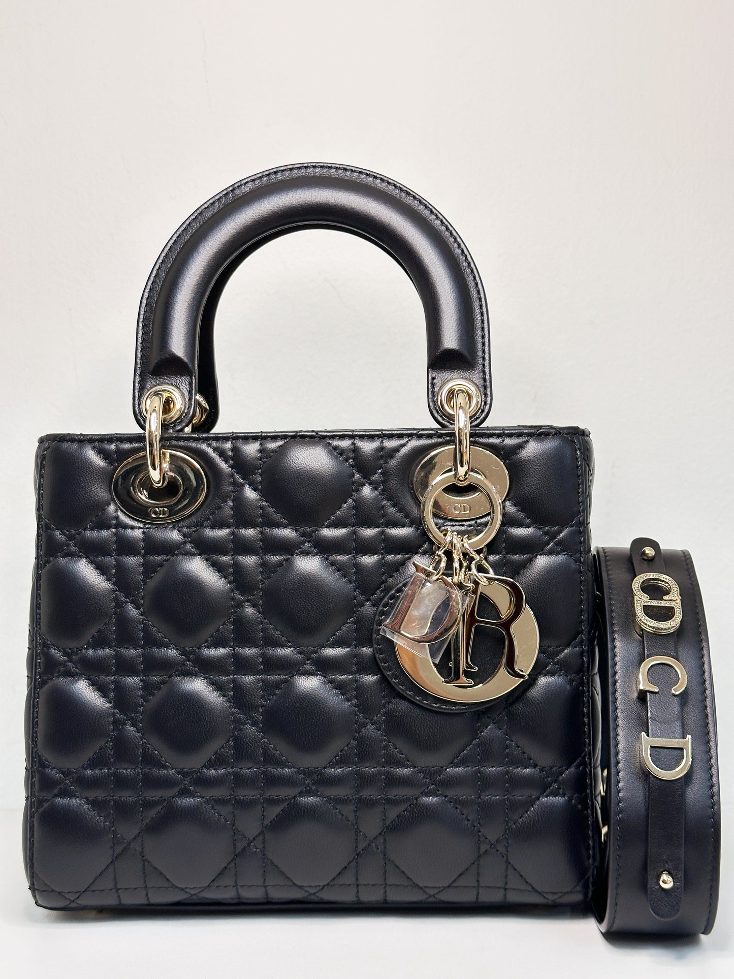 Christian Dior Small Cannage Lambskin My Lady Dior ABC Bag Black GHW
