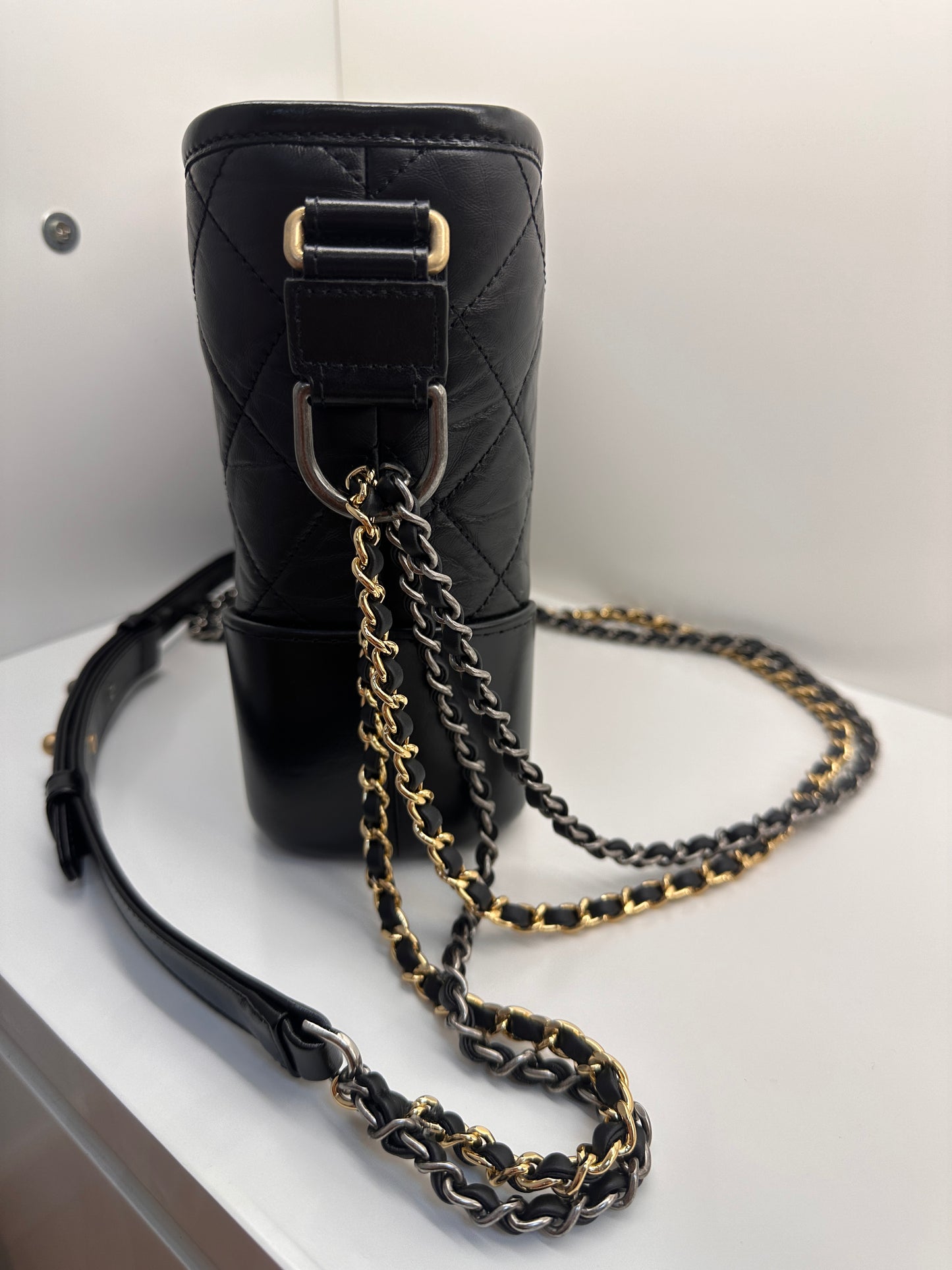 Chanel Quilted Medium Gabrielle Hobo Black Aged Calfskin Mixed Hardware