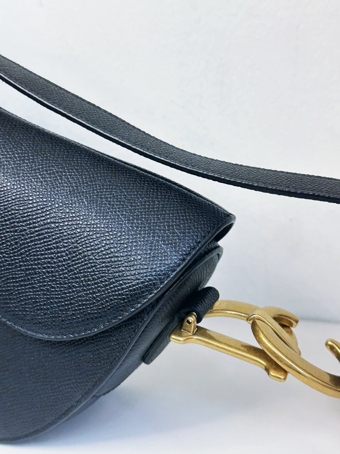 Christian Dior Saddle Bag with Strap Golden Saddle Black Calfskin 2022 year
