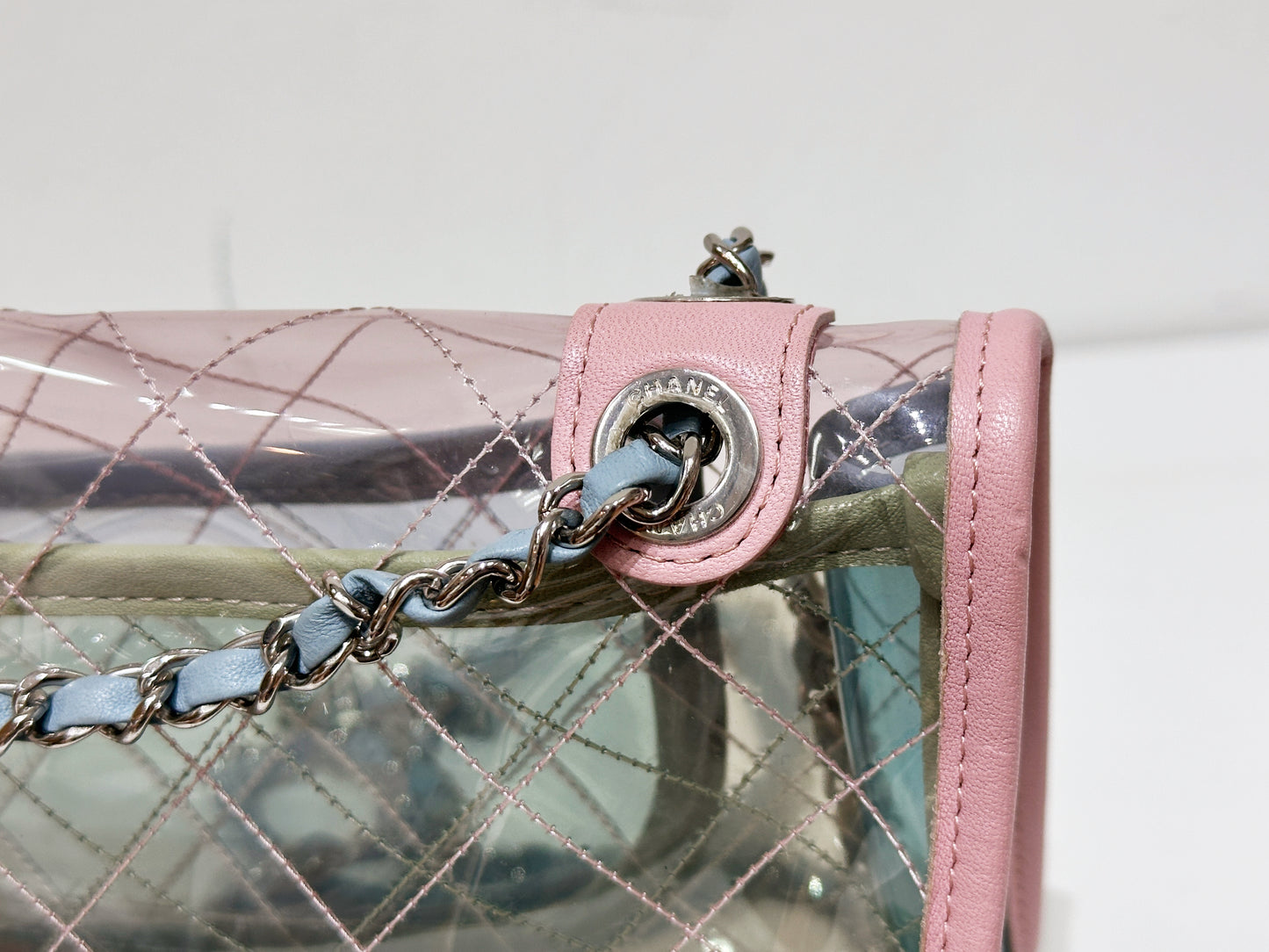 Chanel Coco Splash PVC Medium Flap Bag Pink/Green/Blue 25499 holo