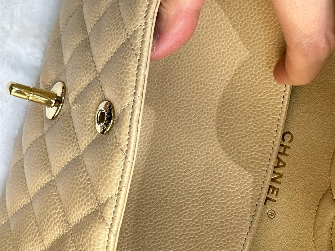 Chanel Medium Caviar Classic Double Flap Bag Beige