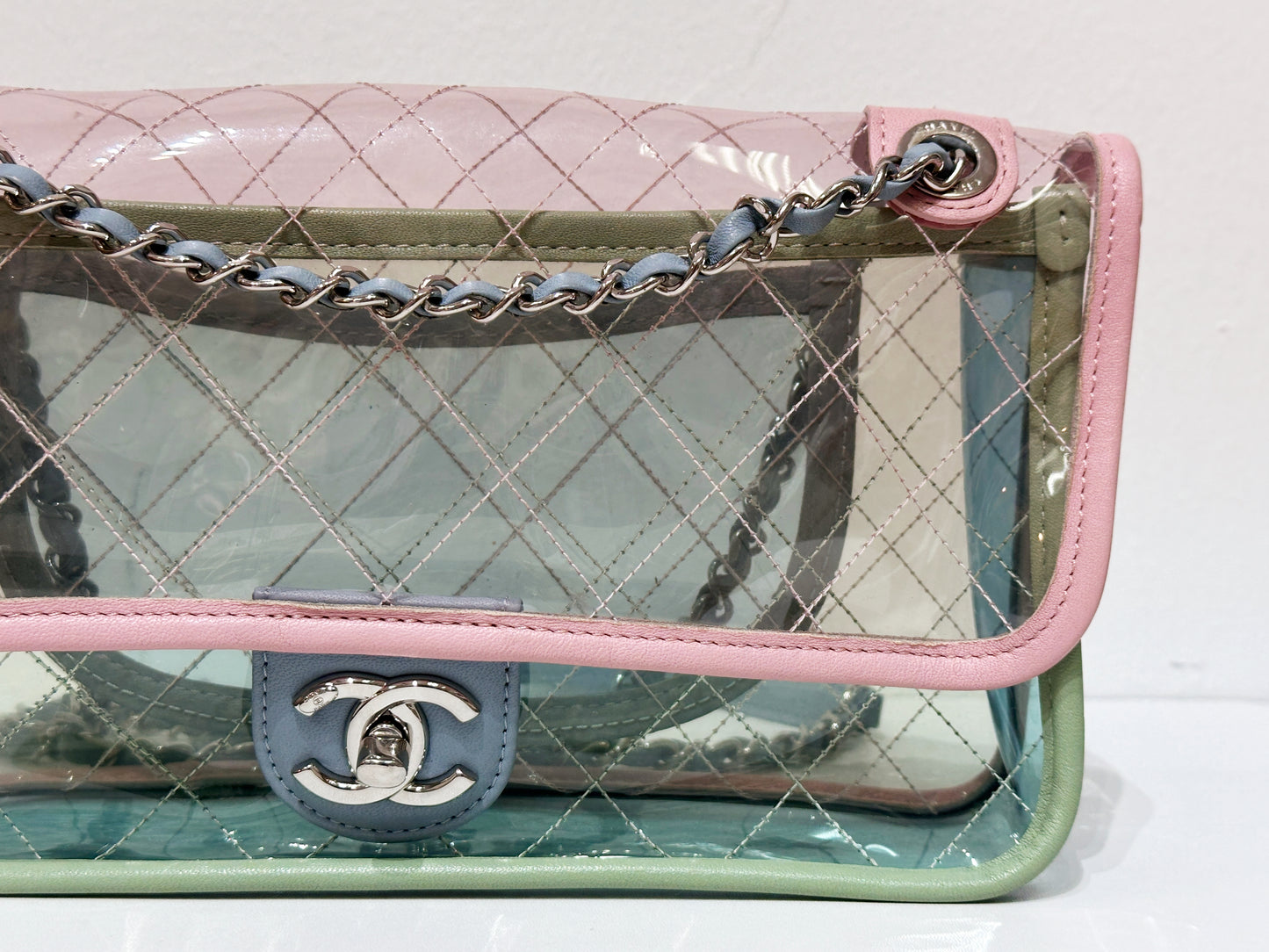 Chanel Coco Splash PVC Medium Flap Bag Pink/Green/Blue 25499 holo