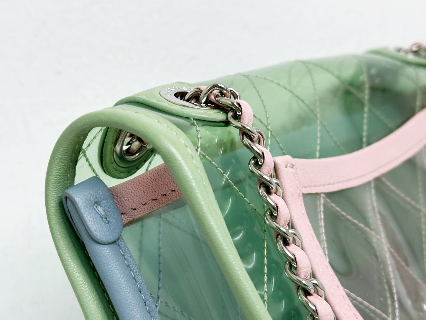 Chanel Coco Splash PVC Mini Flap Bag Green/Blue/Pink 25499 holo