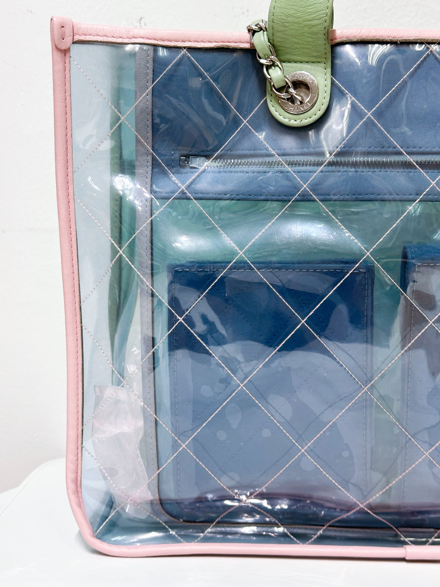 Chanel PVC Green/Pink/Blue Tote bag 2584 holo card