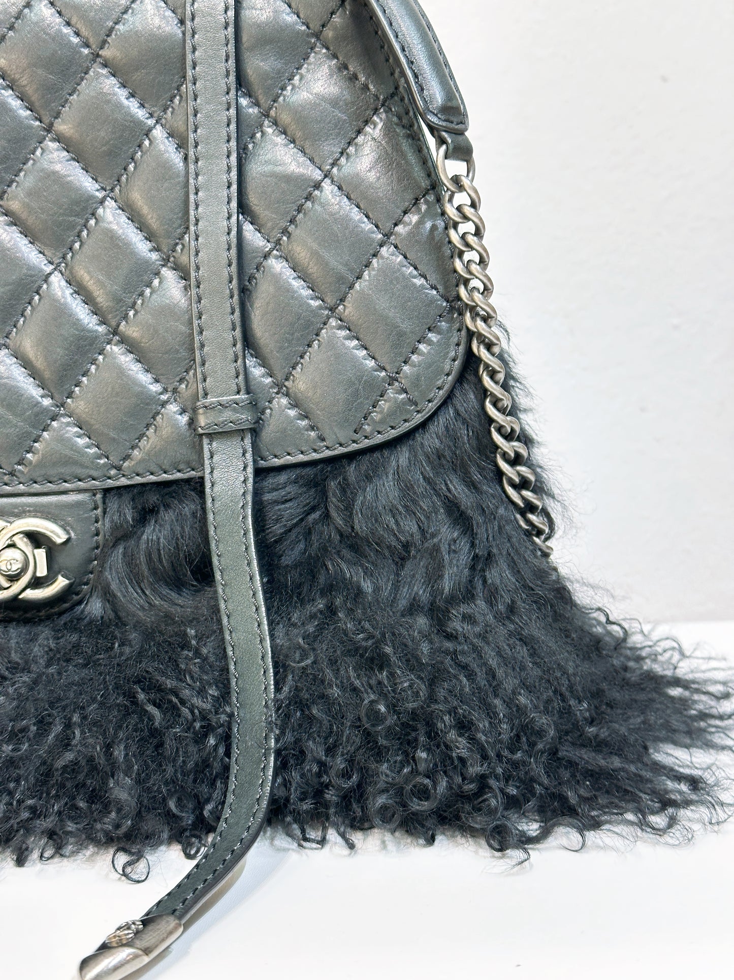 Chanel Paris-Dallas Double Flap Bag Quilted Calfskin and Fur Large