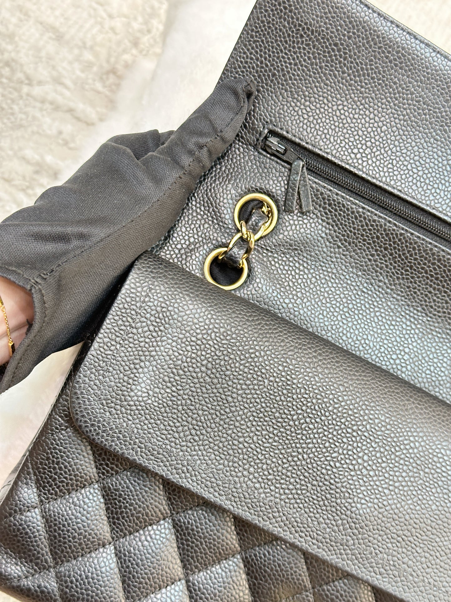 Chanel Medium Classic Flap Caviar Black Gold Hardware