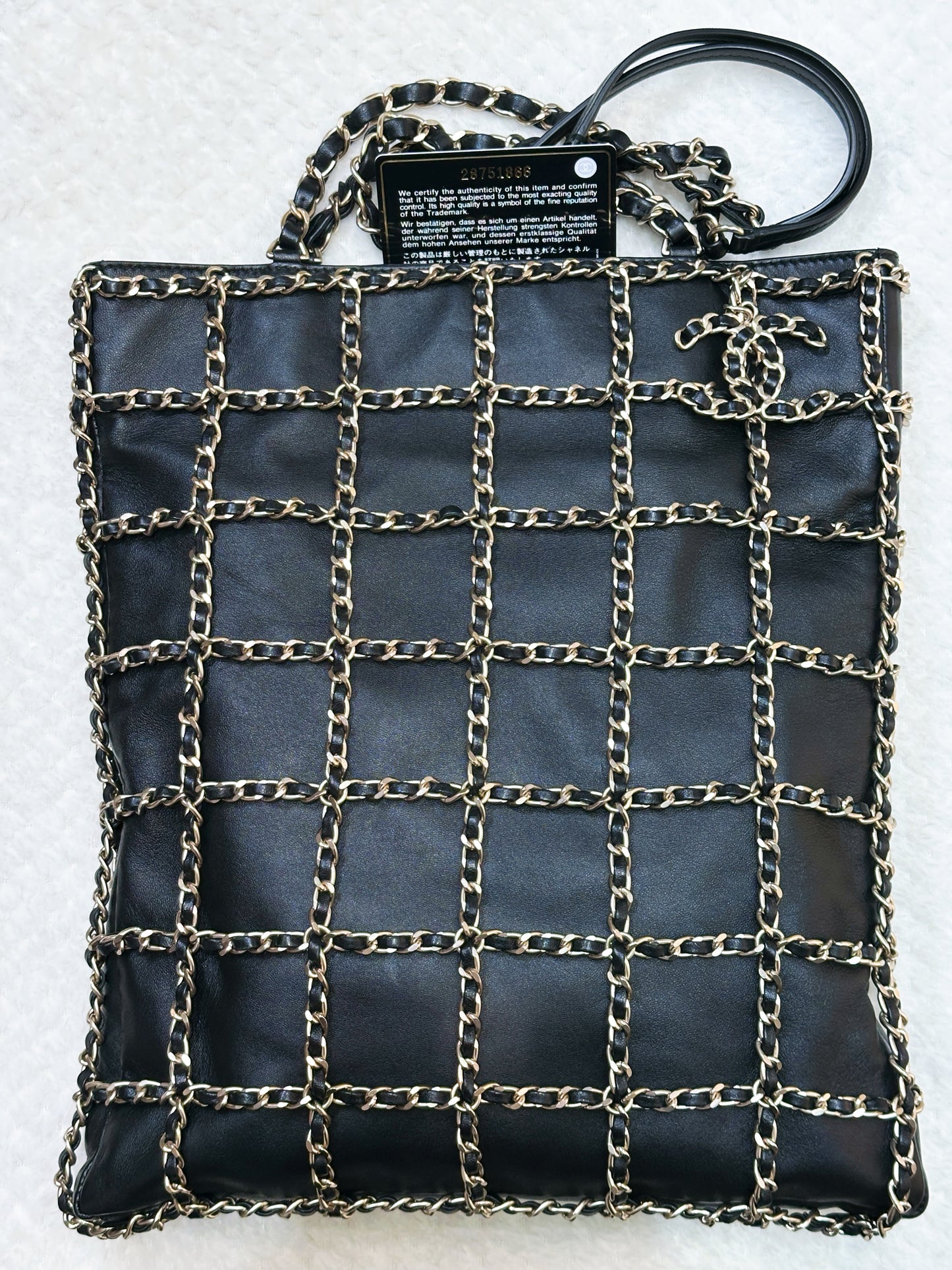 Chanel CC Lambskin Shopping Tote with Chain GHW 2875 holo card