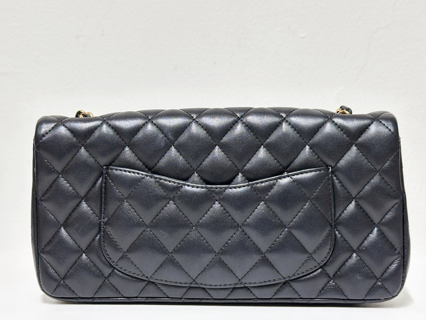 Chanel Lambskin East West Flap Bag Black GHW 1411 holo card