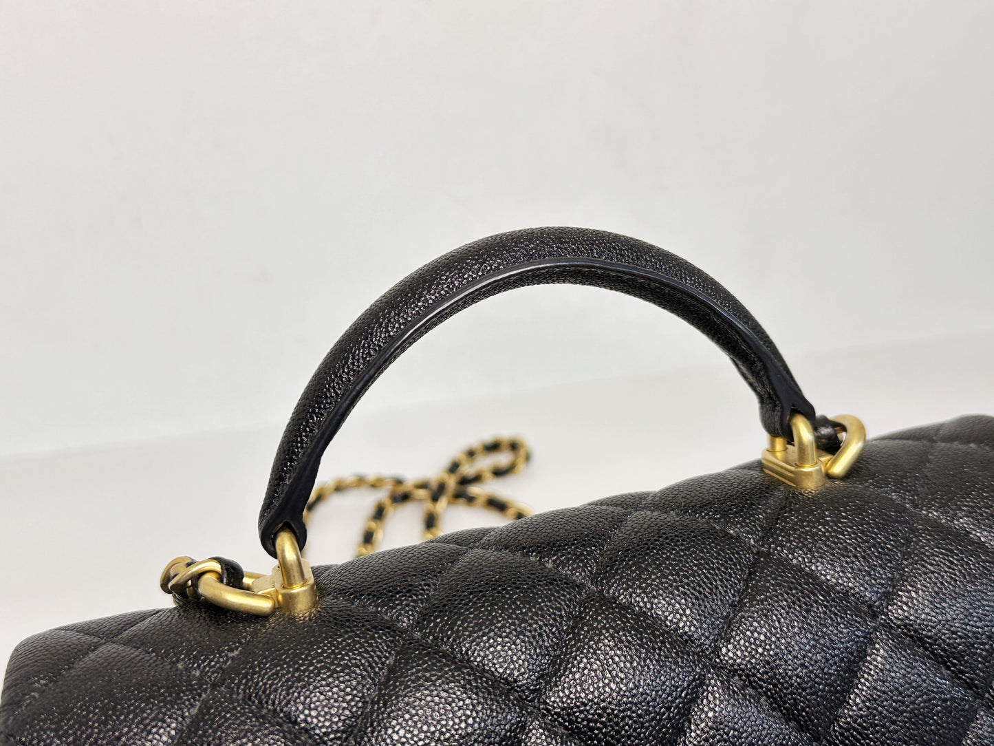 Chanel Mini Rectangular Top Handle Flap Bag Black Caviar GHW 3129 holo card