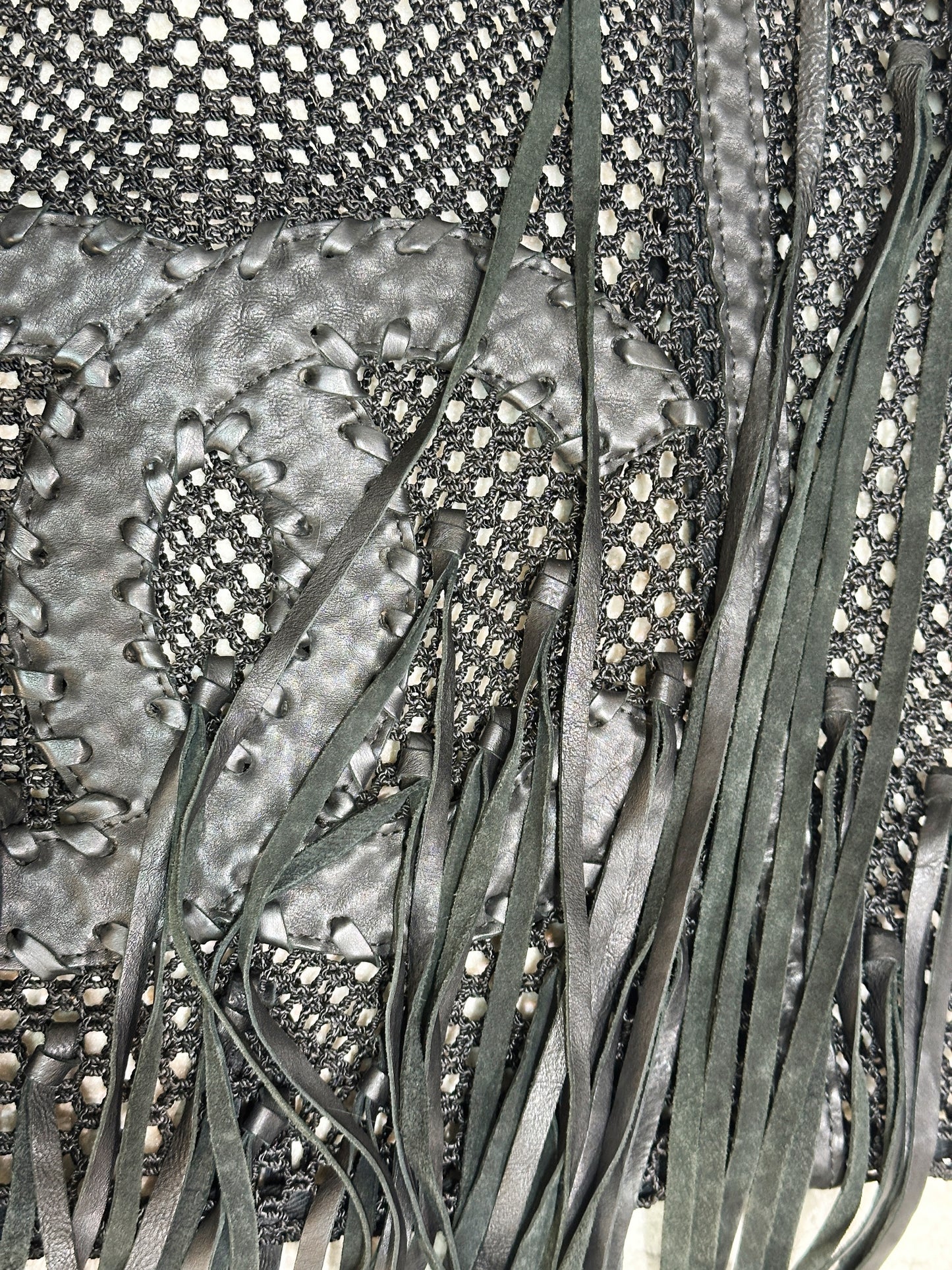 Chanel Limited Edition Resort 2011 Black Fringe Mesh Tote Bag 1373 holo card