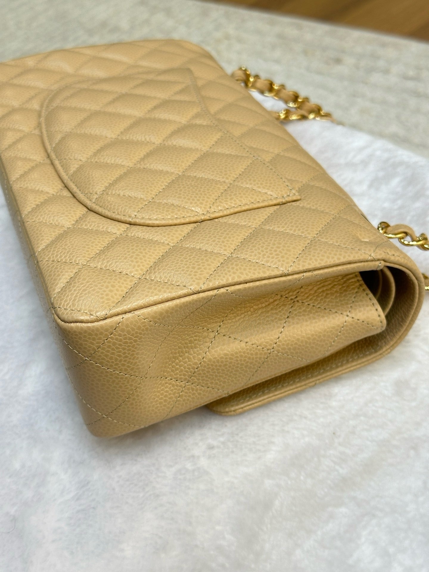 Chanel Medium Caviar Classic Double Flap Bag Beige
