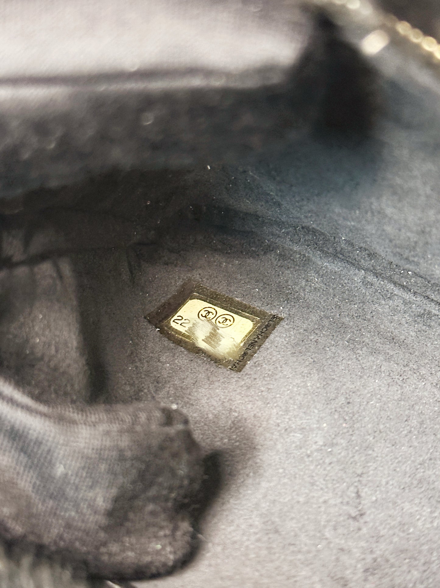 Chanel CC Black Fur Chain Clutch 2270 holo card