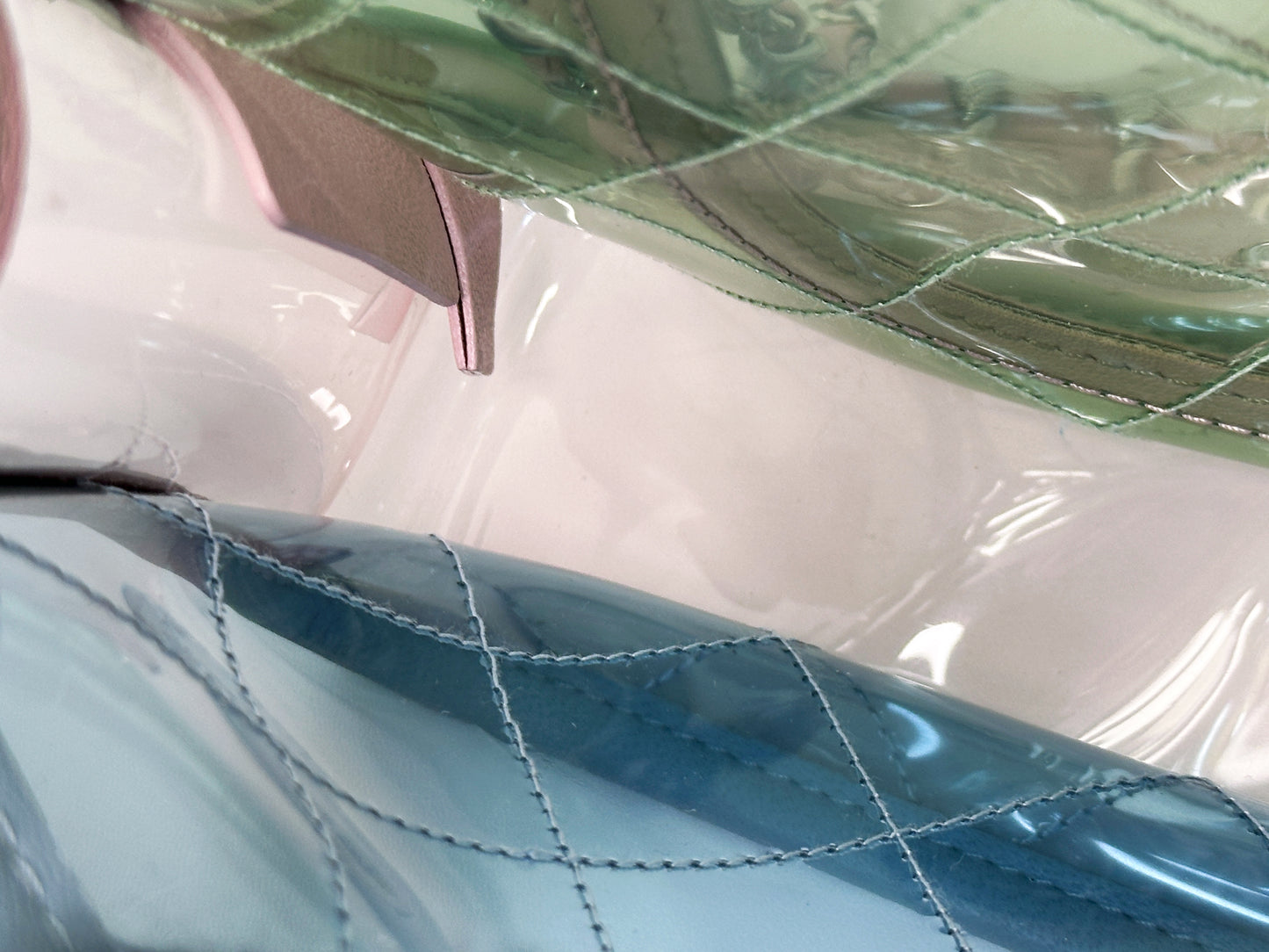 Chanel Coco Splash PVC Medium Flap Bag Green/Blue/Pink 2549 holo card