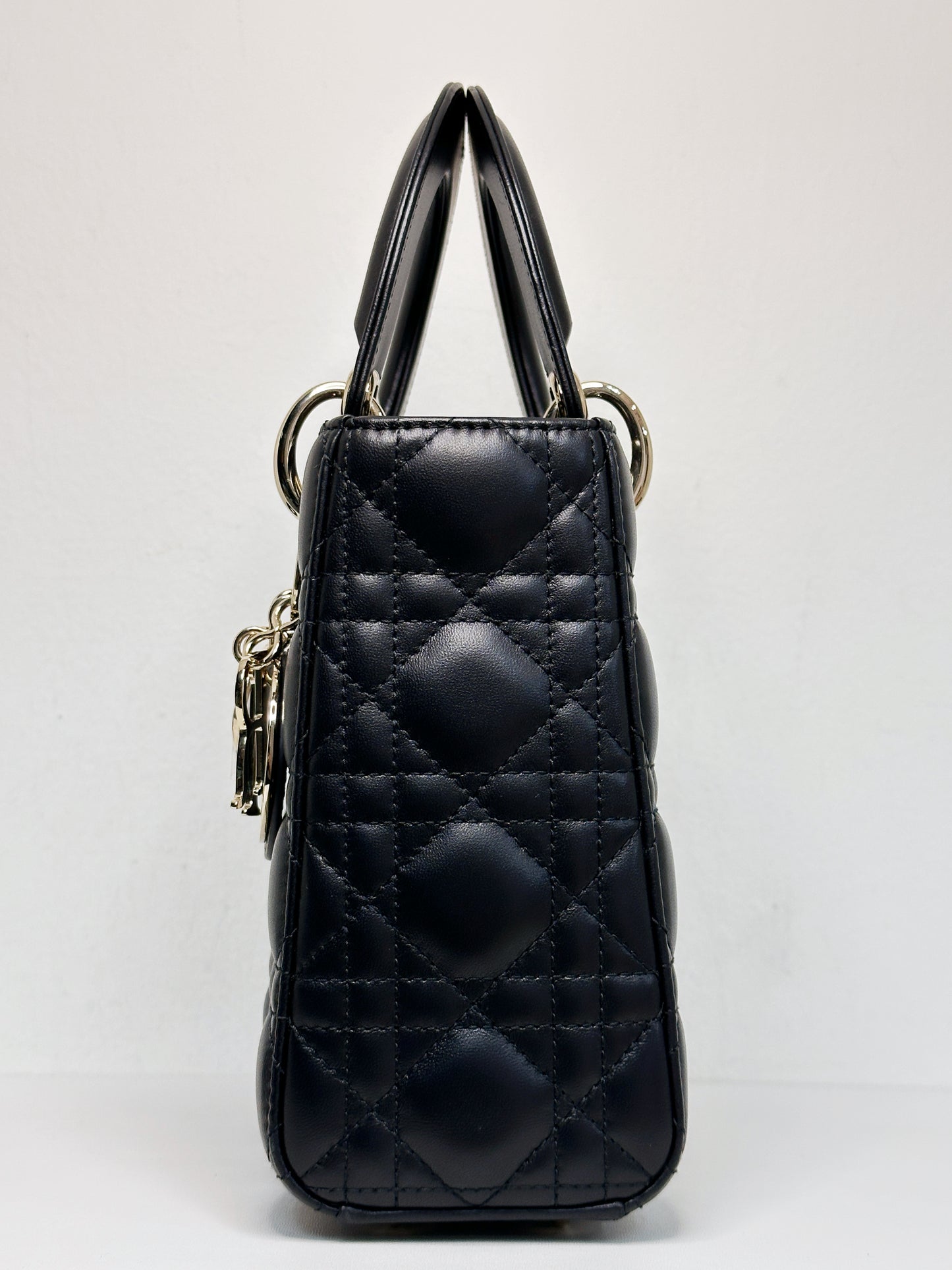 Christian Dior Small Cannage Lambskin My Lady Dior ABC Bag Black GHW