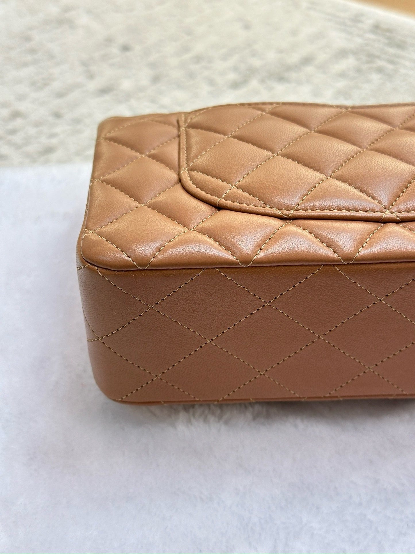 Chanel Small Lambskin Classic Double Flap Bag Dark Beige LGHW