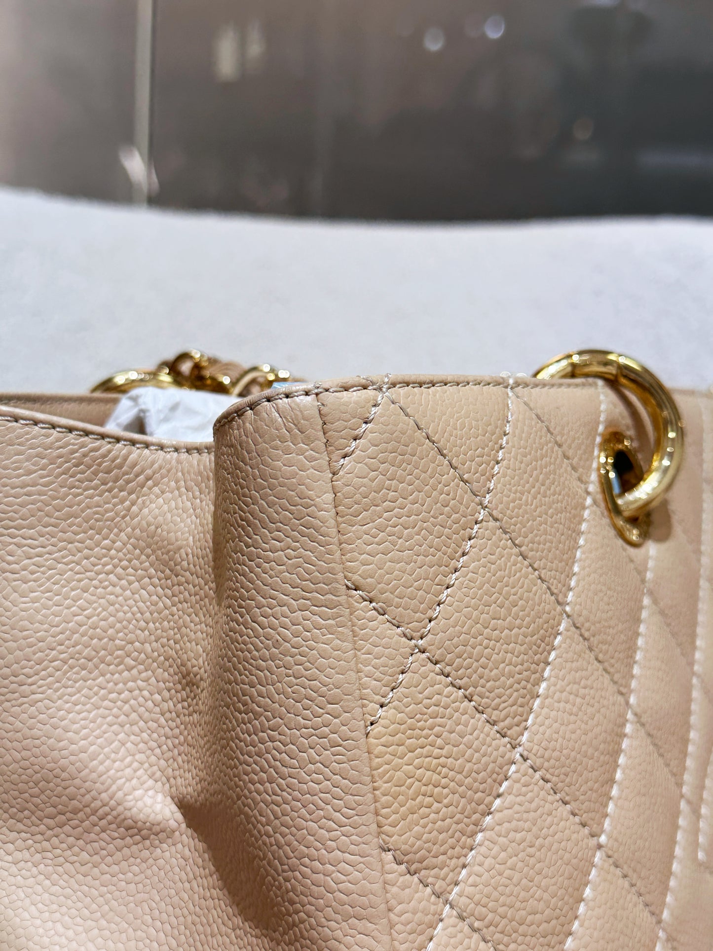 Chanel Caviar Grand Shopping Tote GST Beige GHW 1700 holo card