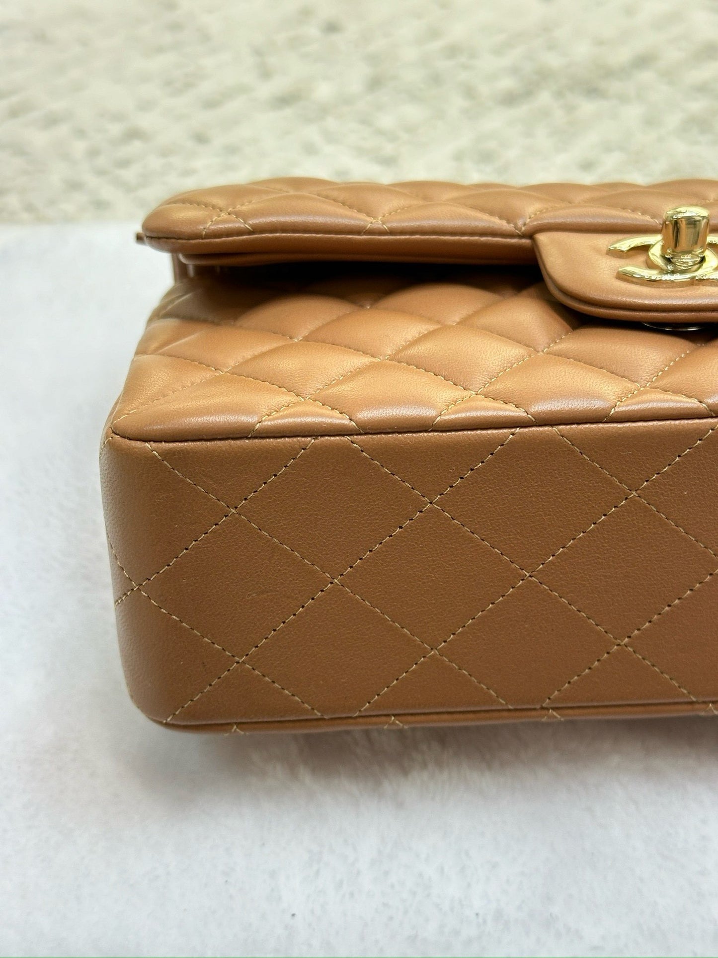 Chanel Small Lambskin Classic Double Flap Bag Dark Beige LGHW