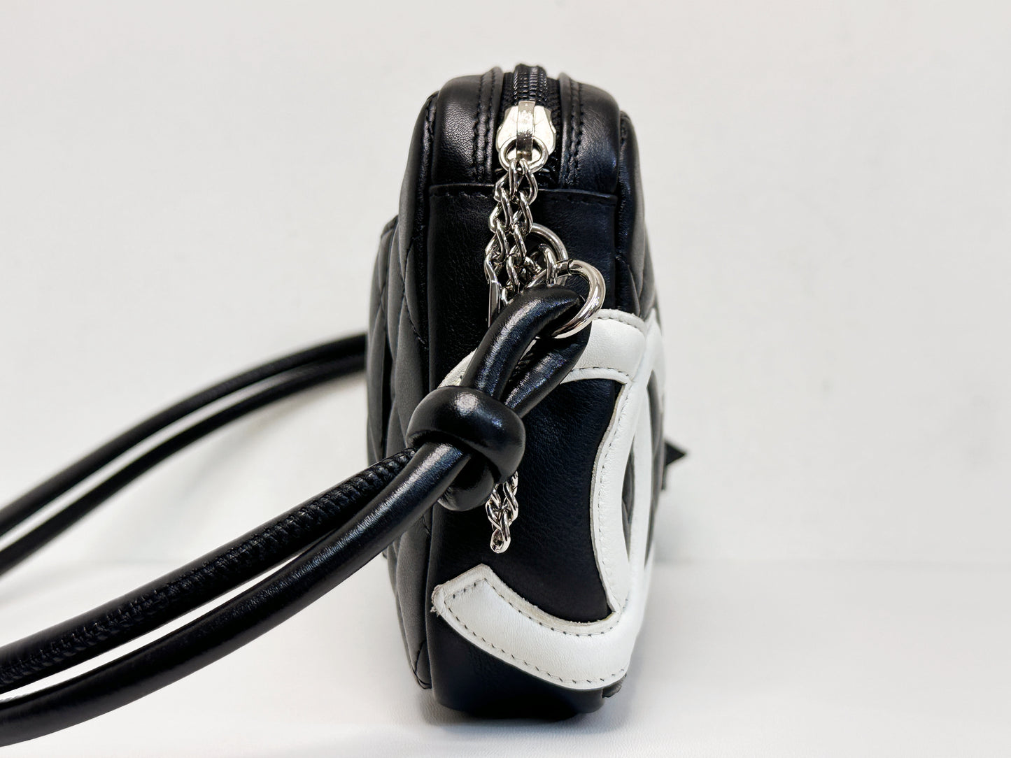 Chanel Calfskin Quilted Cambon Pochette Black White 92 holo card