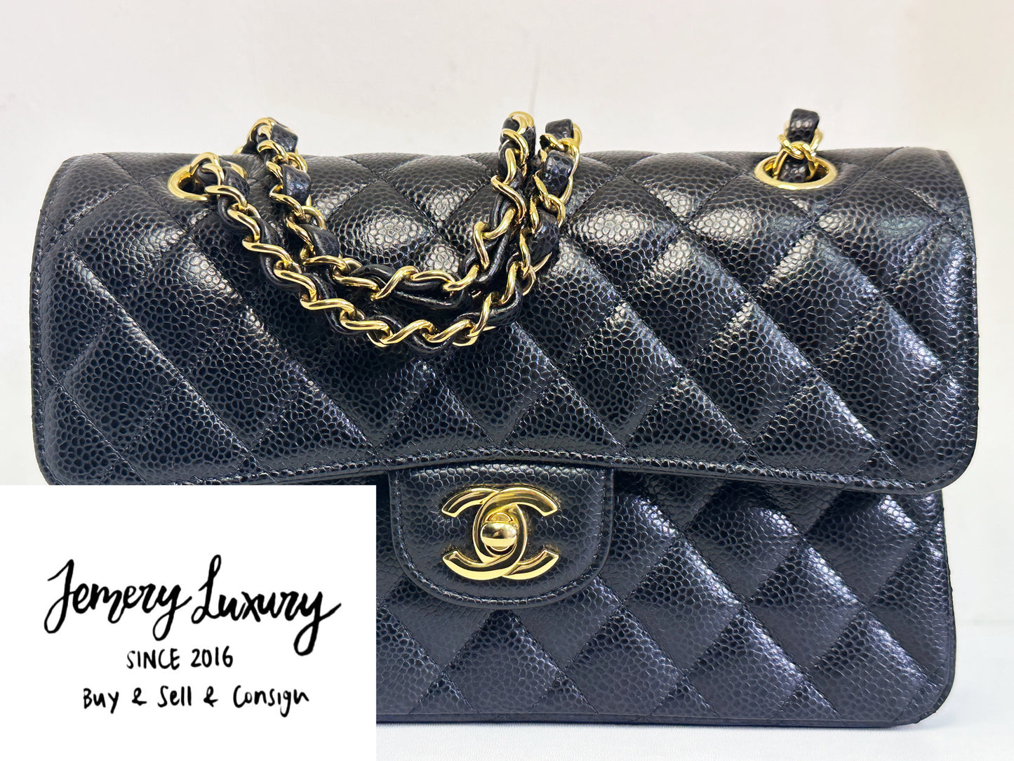 Chanel Small Classic Quilted Caviar Double Flap Bag Black TLLT Microchip