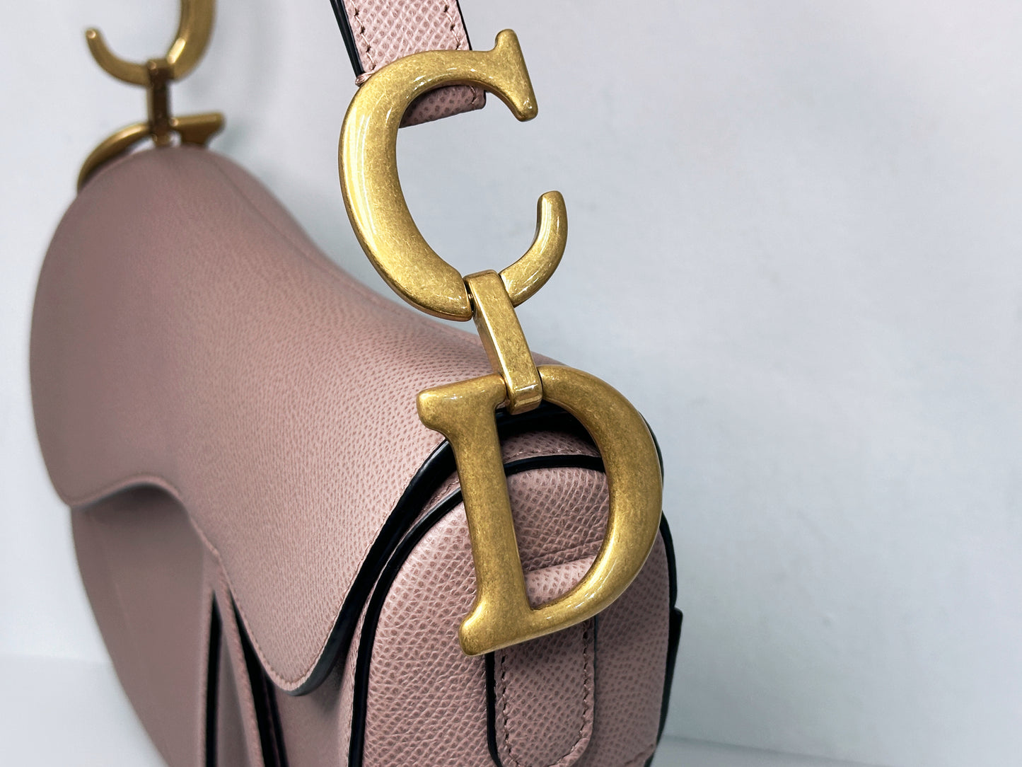 Christian Dior Saddle Bag with Strap Golden Saddle Nude Brush Grained Calfskin 2023 year
