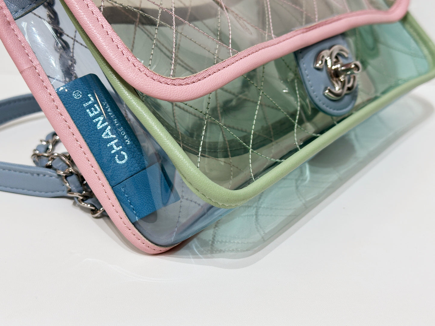 Chanel Coco Splash PVC Medium Flap Bag Pink/Green/Blue 25499 holo