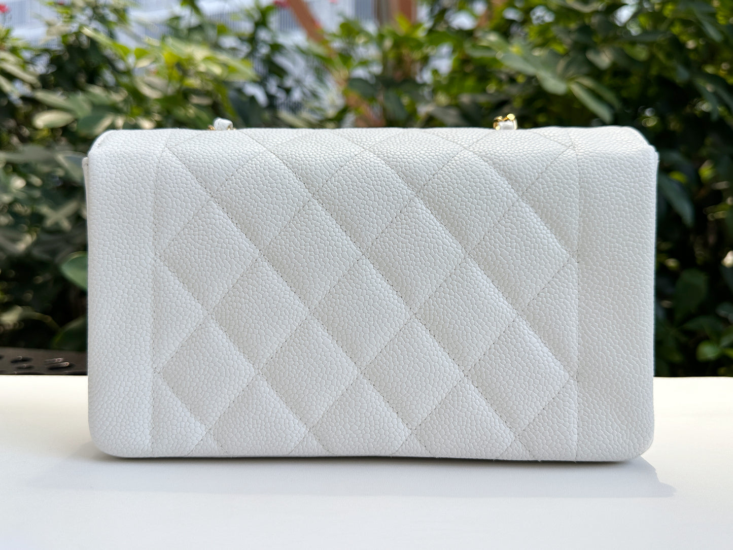 Chanel Vintage Quilted Diana Flap Bag Caviar White 33 holo card