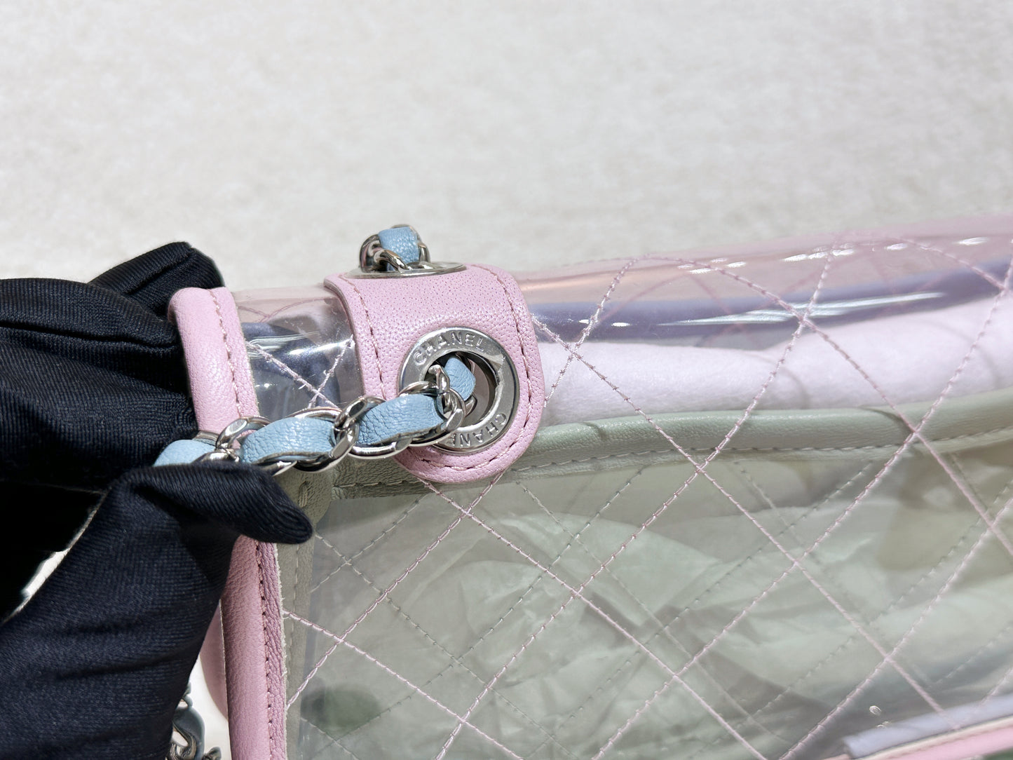 Chanel Coco Splash PVC Medium Flap Bag Pink/Green/Blue 254 holo card