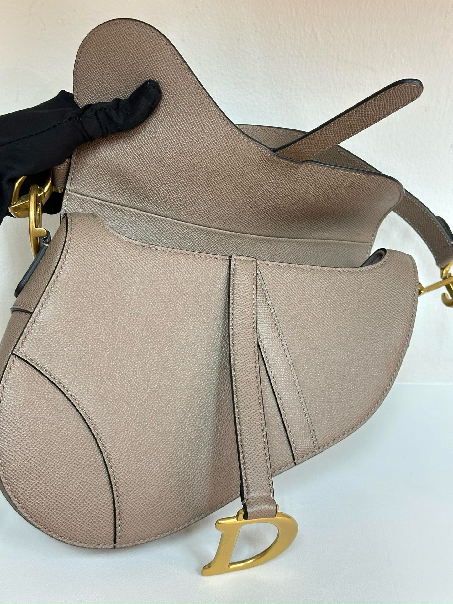 Christian Dior Saddle Bag With Strap Warm Taupe Grained Calfskin 2023 year