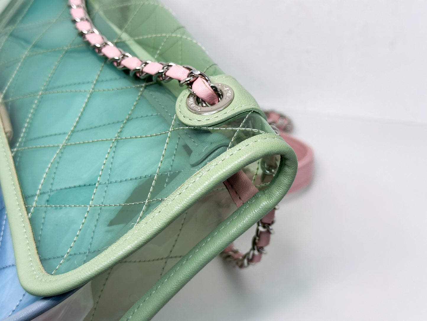 Chanel Coco Splash PVC Medium Flap Bag Green/Blue/Pink 254975 holo