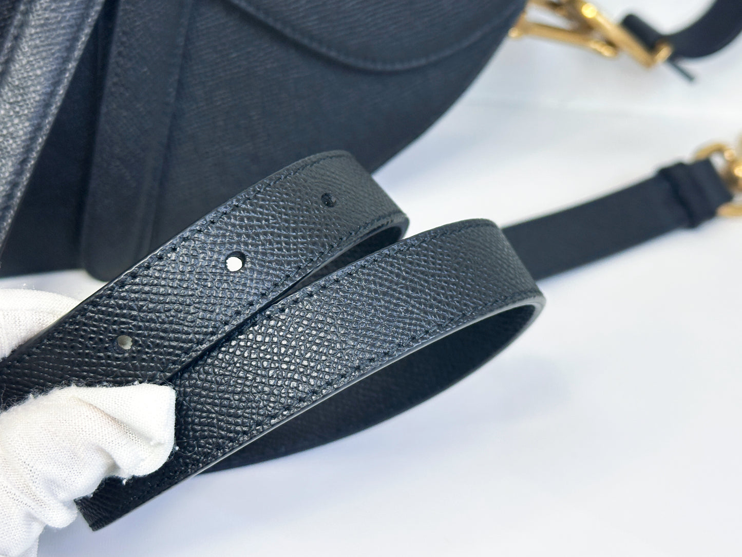 Christian Dior Saddle Bag with Strap Golden Saddle Black Calfskin 2022 year