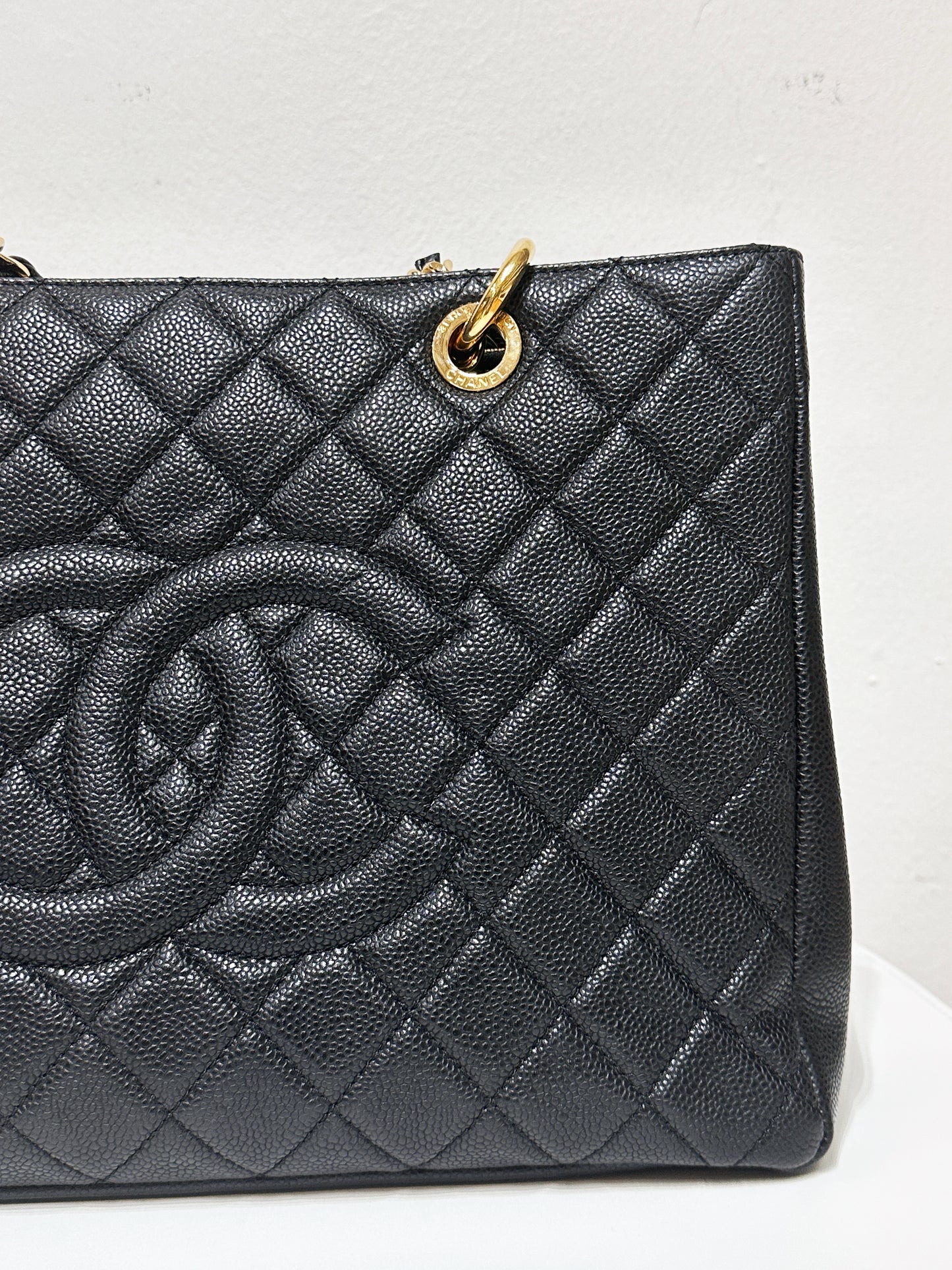 Chanel Caviar Grand Shopping Tote GST Black GHW 1640 holo card