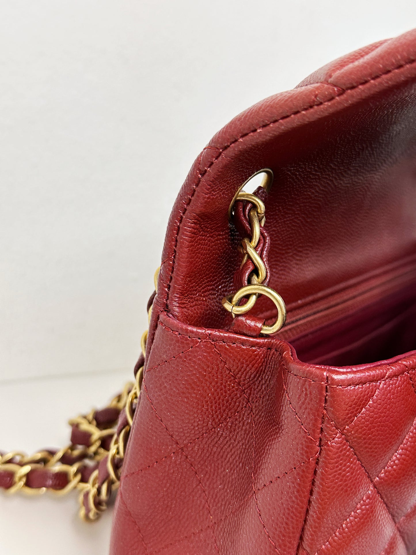 Chanel 18C Timeless Classic Caviar Mini Rectangular Flap Iridescent Maroon 2515 holo card